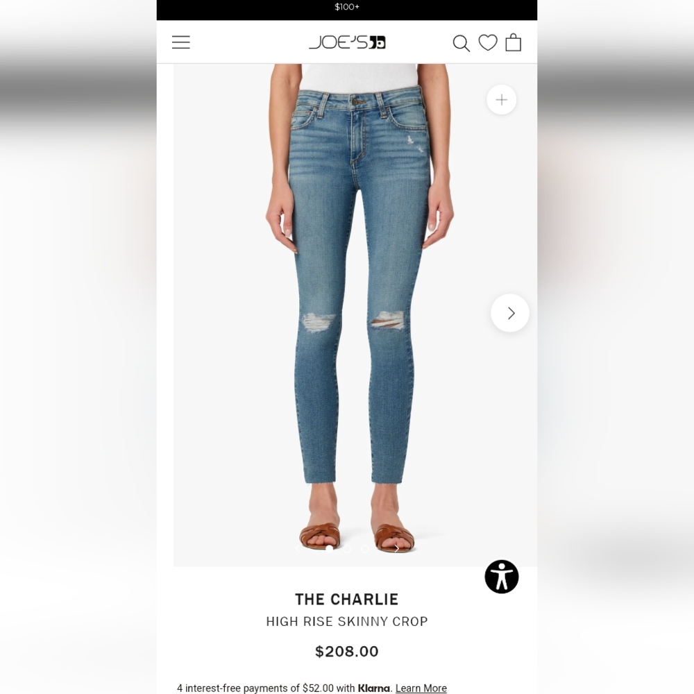 Joe's THE CHARLIE HIGH RISE SKINNY CROP size 26